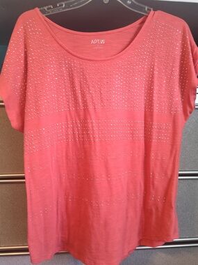 Apt. 9 Coral Short-Sleeve Top with Silver Stud Accents